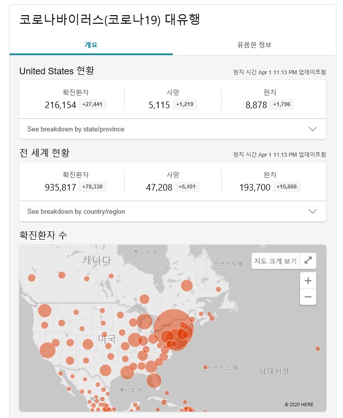  [미국기사]미국코로나바이러스 실시간 상황