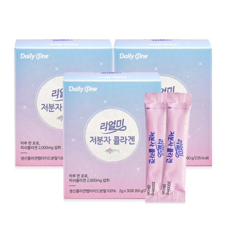  <핫딜><핫딜>가성비가 좋은 데일리원 저분자 콜라겐, 60g, 3통 들여가세요~~