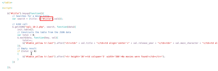 SQL 인젝션 - AJAX/JSON/jQuery