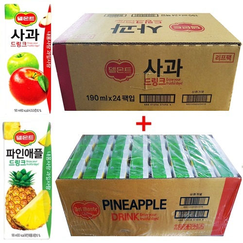 델몬트 드링크 190ml (사과x24팩) + (파인애플x24팩), 48팩 가격정보 델몬트 드링크 190ml (사과x24팩) + (파인애플x24팩), 48팩 가격정보