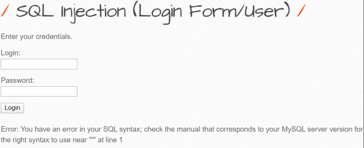 SQL 인젝션 - Login Form/User
