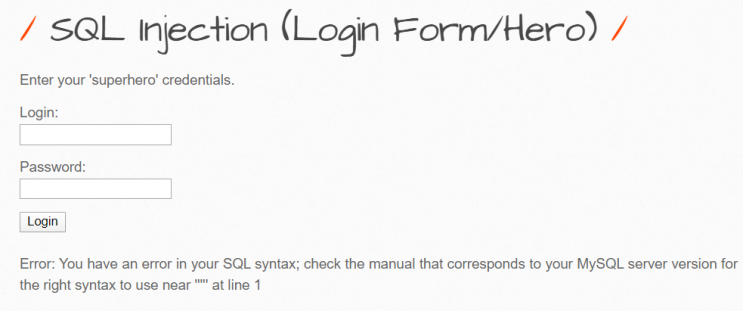  SQL 인젝션 - Login Form/Hero