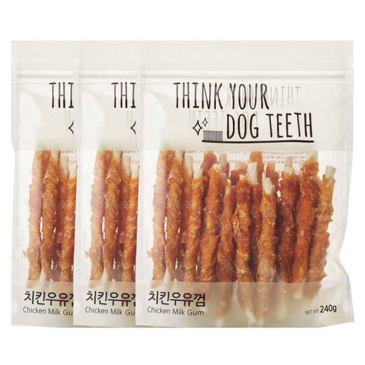 (로켓배송)THINK YOUR DOG TEETH 딩고 우유껌 스틱, 치킨 + 우유 혼합맛, 3개 가격정보