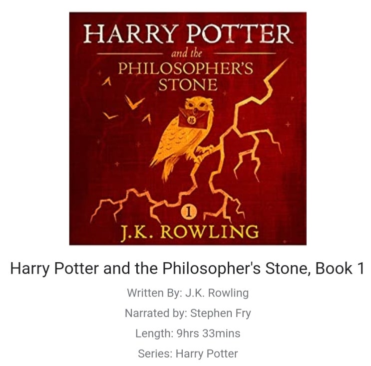  Harry Potter 1권 무료 audiobook (Harry Potter at Home 프로젝트 일환)