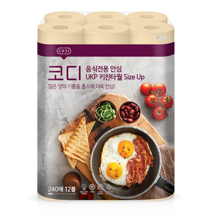 (로켓배송)코디 음식전용 안심 Size Up 키친타올 240매, 12롤, 1팩 가격정보 (로켓배송)코디 음식전용 안심 Size Up 키친타올 240매, 12롤, 1팩 가격정보