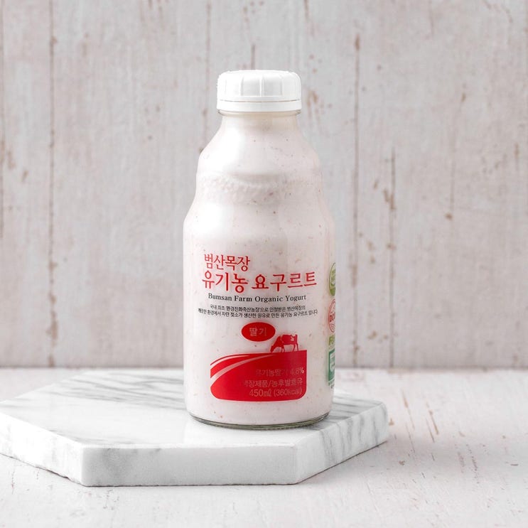  오밀크 범산목장 유기농 딸기요구르트 450ml 1개