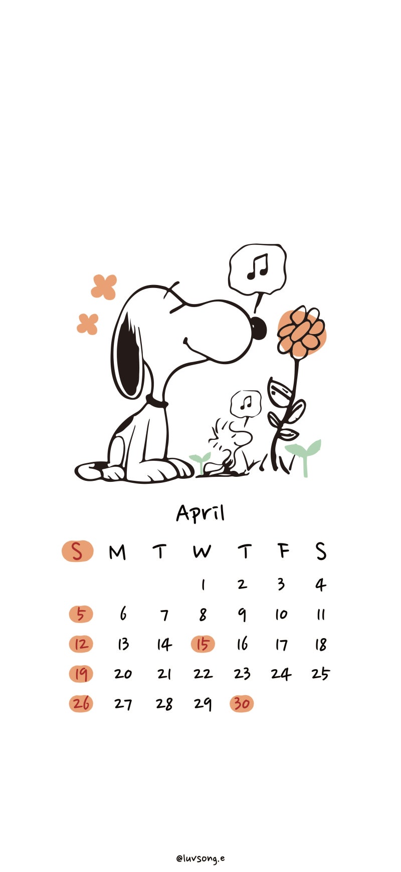 Calender) 2020년 4월 스누피 달력 배경화면 + 키치 스누피 배경화면 : 네이버 블로그