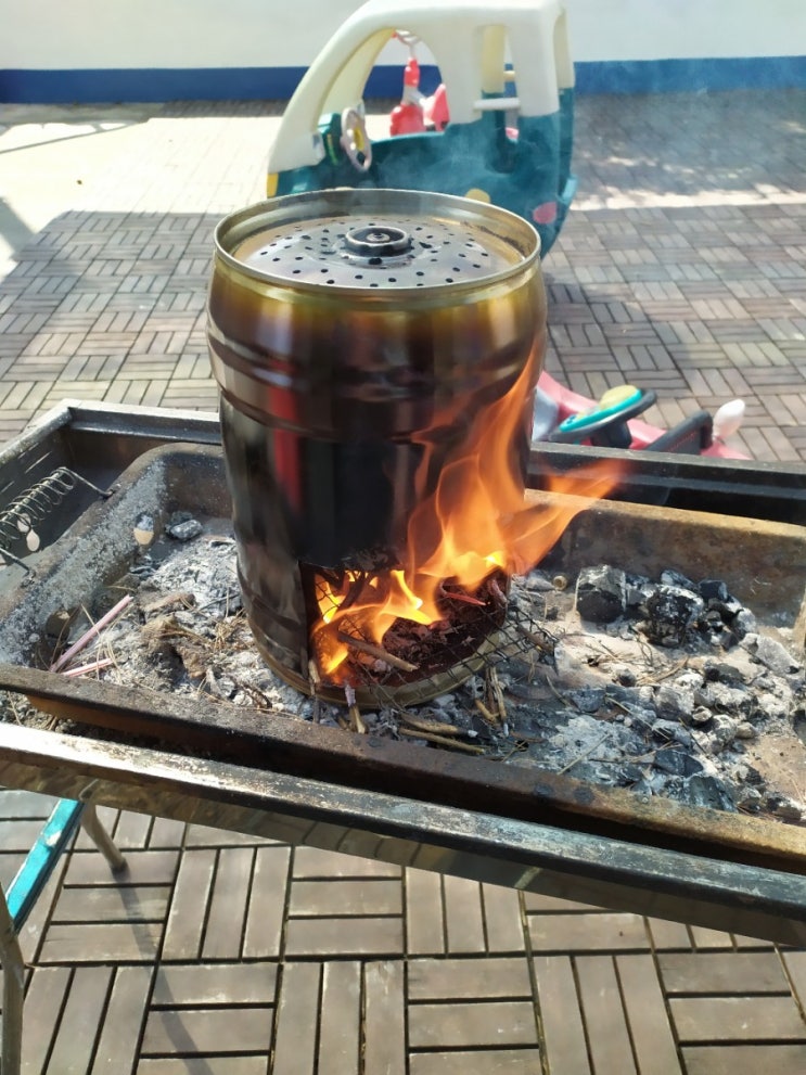  5리터 하이네캔 맥주 케그로 미니화로 만들기, DIY 옥상캠핑