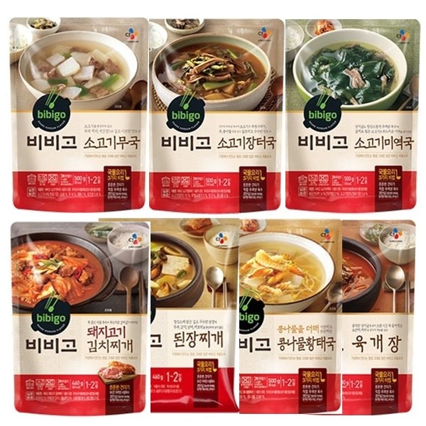 코끼리마켓 CJ 비비고 즉석국4종 즉석찌개 3종세트소고기무국소고기장터국콩나물황태국소고기미역국육개장된장찌개돼지고기김치찌개 1세트
