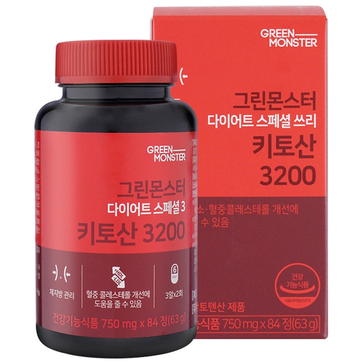  그린몬스터 다이어트 스폐셜3 키토산3200 90정 63g 1개