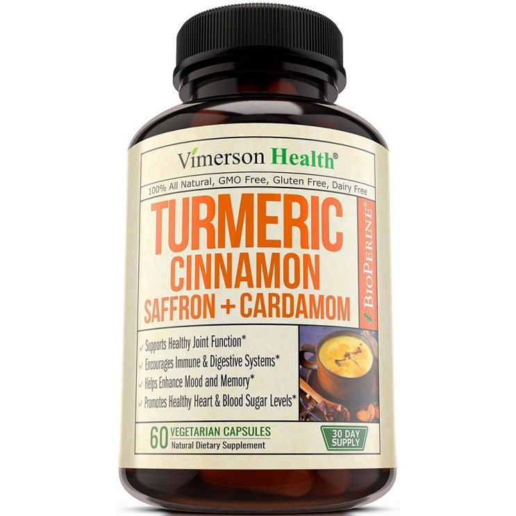 [강추] Vimerson Health 강황 터메릭 시나몬 사프란 Turmeric Cinnamon with Saffron 60베지캡슐, 1개, 60 픽업해요!
