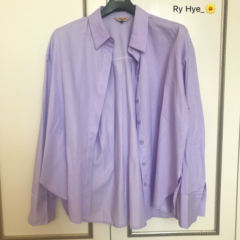 나인 오버핏 스트라이프 블라우스, 봄 데일리룩 코디 후기 — 사진 5