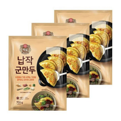  CJ 백설 납작군만두 700g X 3봉, 씨제이만두, 15,900원