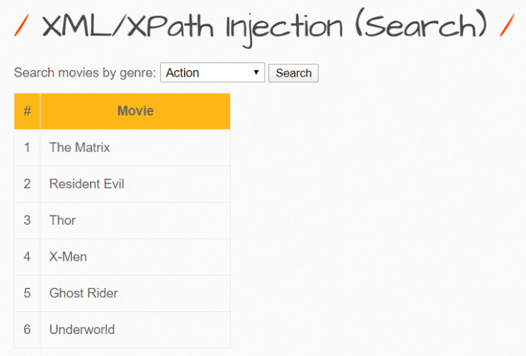 XML/XPath Injection - Search