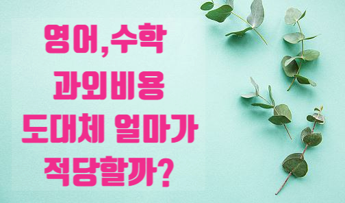 영어과외비용 수학과외비용 일대일과외비용 가격 얼마가 적당할까?