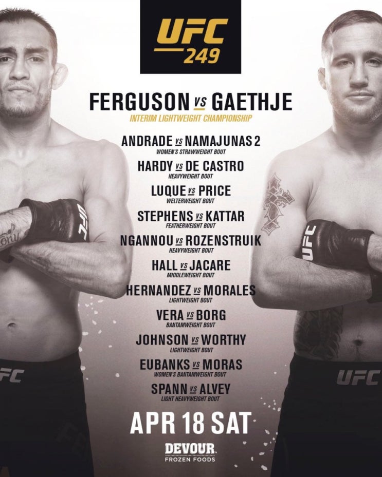 UFC 249 전체 대진 확정 UFC 249 전체 대진 확정