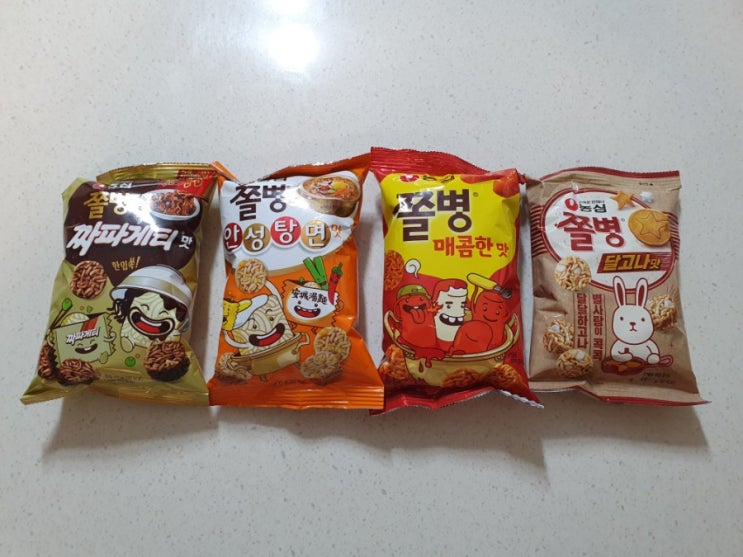  씨유 농심 쫄병스낵 (달고나, 안성탕면, 짜파게티, 매콤한맛)
