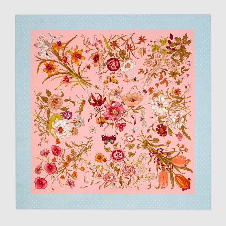 [강추] Gucci Silk scarf with Flora print 577840 3G001 5900 픽업해요!