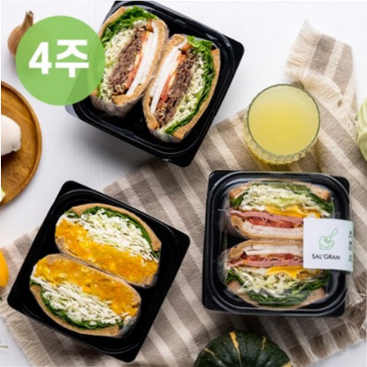  샐그램 1일3식 4주 (샌드위치) 정기배송 (24일분 총12회 수령) 저염식도시락 칼로리낮은식단, 저염식도시락, 401,200원