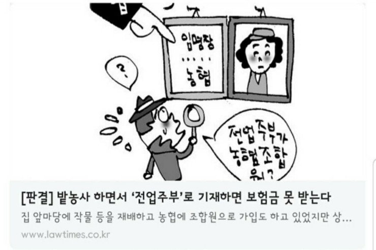  [판결] 밭농사 하면서 "전업주부"로 기재하면 보험금 못 받는다
