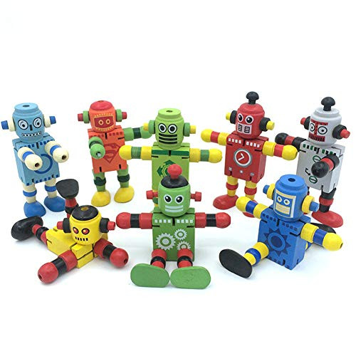 [강추] Alikeke 6 Pcs Newest Creative Personality Building Blocks Toys Early Educational Toys Wooden Deformation Elastic Robot for Children Toy Gift, 본문참고 픽업해요!