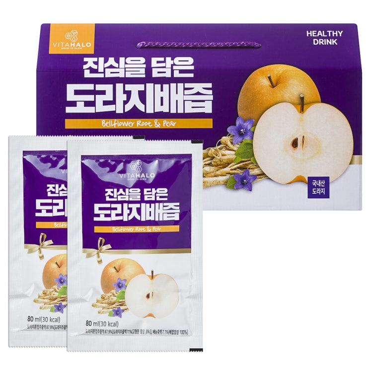  [ 리뷰 포함 ]   비타할로 진심을 담은 프리미엄 도라지배즙, 80ml, 30개입
