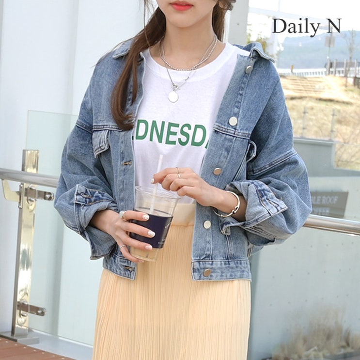  [ 리뷰 포함 ]   데일리앤 코츠 여자 루즈핏 데님 숏 청자켓