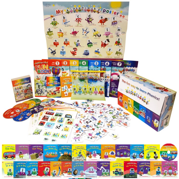  [ 리뷰 포함 ]   DVD 알파블럭스 47종 풀세트(DVD 송CD + 송북 가이드북 펀북 세이펜 포스터 퍼즐 세이펜 리더스북)알파블록스 유아영어, Alphablocks