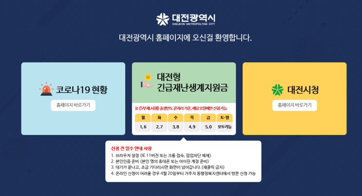  대전 긴급재난생계지원금 신청 방법 [정보]