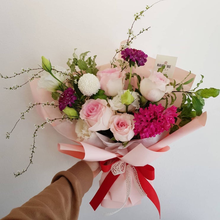 [MARIANGROSE] 여자친구 핑크 꽃다발, 화이트데이선물, 기념일선물 - 연남동꽃집, 홍대꽃집, 상암동꽃집