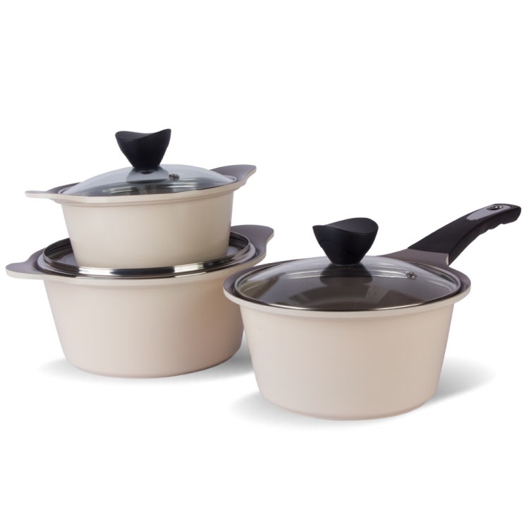  <최저가>키친웰 벨로스 세라믹 코팅 냄비 3종세트, 베이지, 양수냄비 16cm + 20cm + 편수냄비 18cm 꿀정보예요~