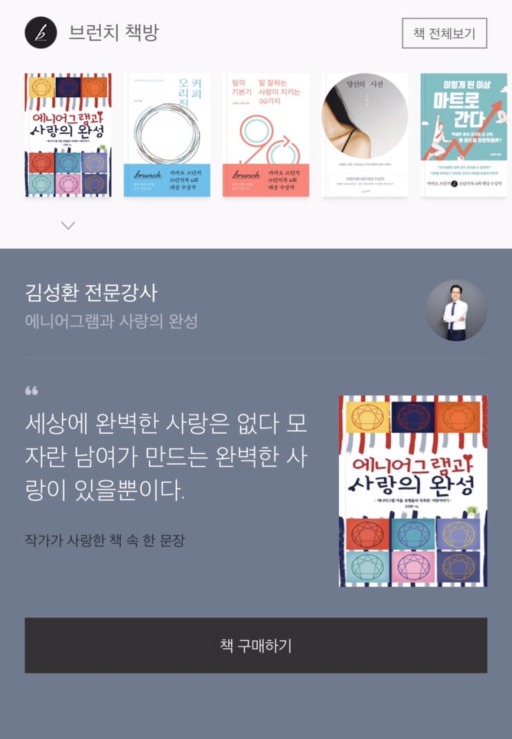  에니어그램과 사랑의 완성이 ‘브런치 책방’에 등록되었습니다
