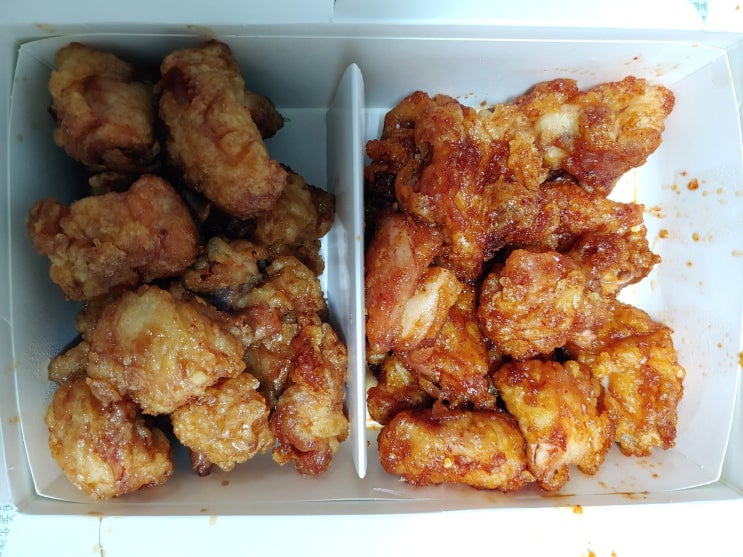  치킨신드롬 바삭순살핫 허니데리 반반 후기