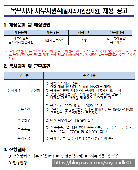  [채용][근로복지공단] [목포지사]사무지원직[일자리지원심사원] 채용공고