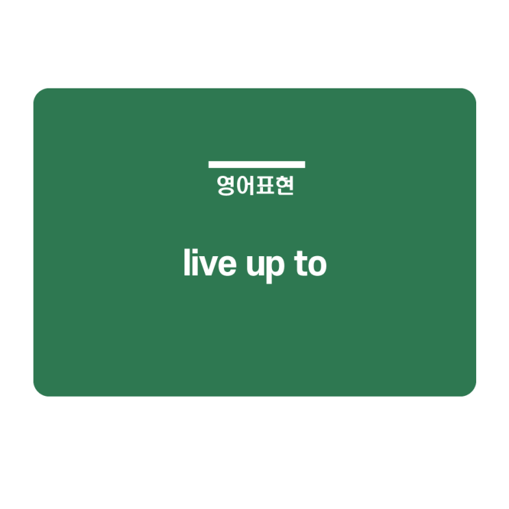  [영어표현] 미드영어 live up to : 부응하다, 합당하다, ~에 기대에 맞추다