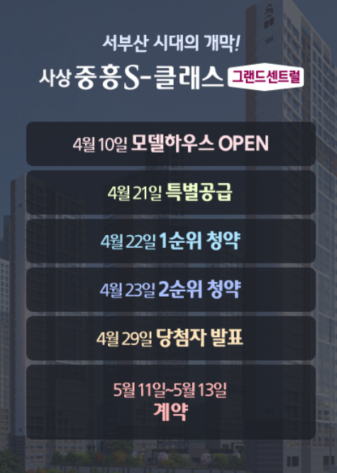  사상중흥그랜드센트럴 분양안내 청약일