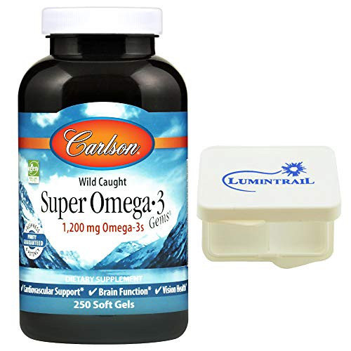  [강추] Carlson Super Omega 3 Gems Fish Oil 1200 mg Omega 3s 130 Soft Gels Bundle with a Lumintrail Pill Case, 본문참고, Size = 250 Soft Gels 가격은?