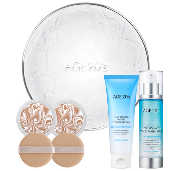  [ 리뷰 포함 ]   에이지투웨니스 에센스 화이트 라떼 커버 팩트 케이스 + 리필 12.5g x 2p + 셀바운스 세럼 50ml + 셀바운스폼 80ml, 21호, 1세트