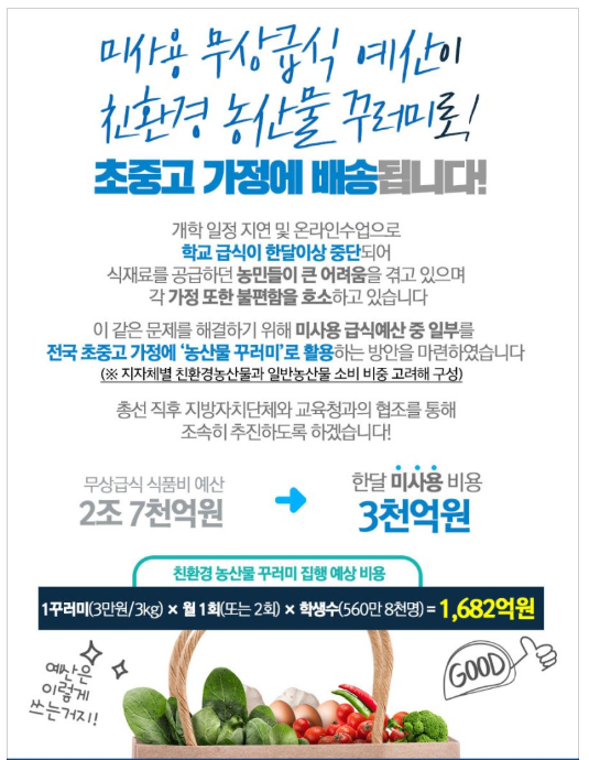  미사용 무상급식 예산이 친환경 농산물 꾸러미로!! (20일)