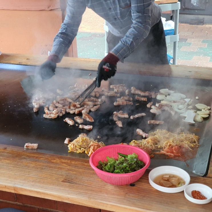  당구대통철판삼겹살 후기 / 야외에서 먹는 국내산 돼지고기 삼겹살 울산 맛집