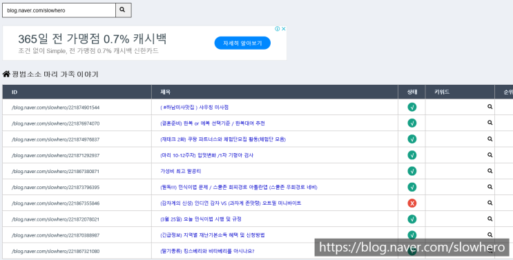  <재태크3화> 웨어이즈포스트(블로그 검색 노출 누락 확인) / 블로그차트(블로그순위) / 키자드 (구글 블로그검색)