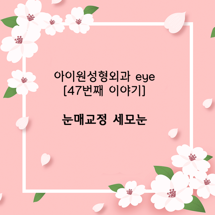  [아이원성형외과 eye] 눈매교정 후 세모 눈이 되었어요
