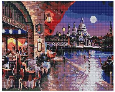 아트조이 DIY 보석십자수 캔버스형 베네치아의 카페 50 x 40 cm