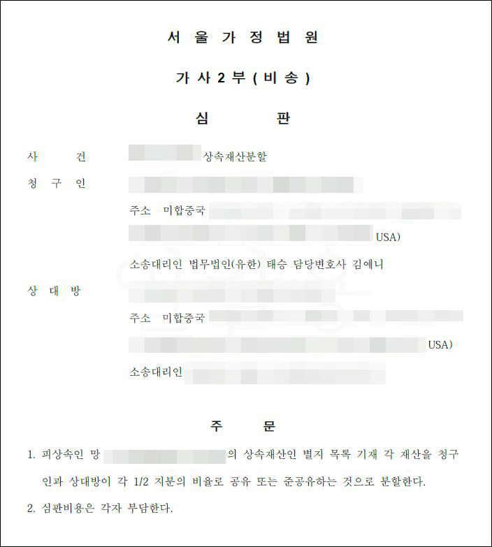  의뢰인이 희망하는 상속재산 분할방법 합의를 이끌어낸 사례