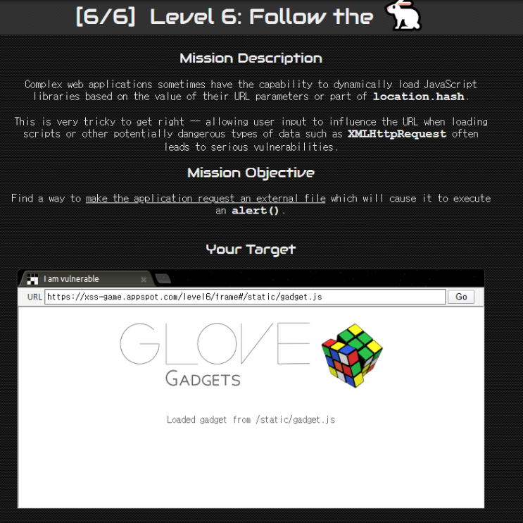 XSS-game/Level 6: Follow the