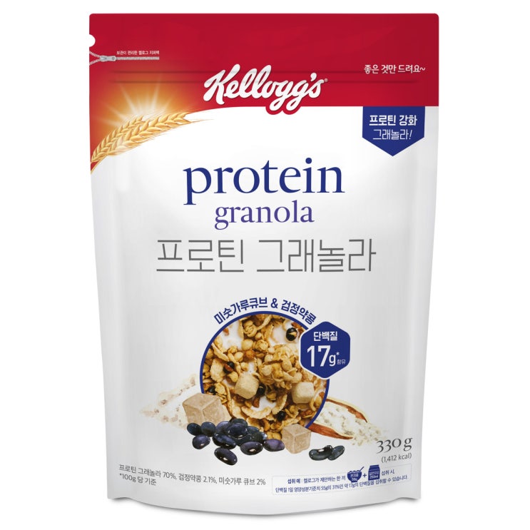  <최저가>켈로그 프로틴그래놀라 미숫가루앤검정약콩, 330g, 1개 꿀정보예요~