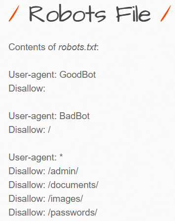  A5 - Security Misconfiguration/ Robots File