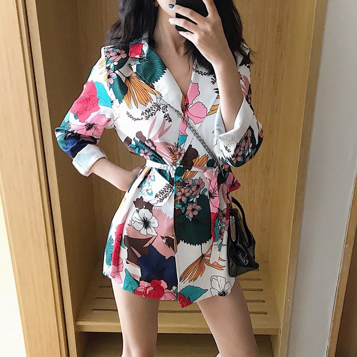  [ 리뷰 포함 ]   대박난박양 여성용 플라워 벨티드 더블 자켓