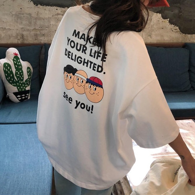 [ 리뷰 포함 ]   엘레스 여성반팔티 오버핏 큰사이즈 자체제작 반팔 티셔츠