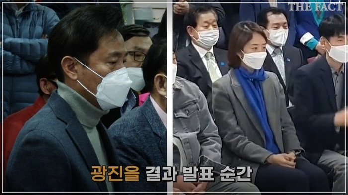 광진을 <b>출구조사 결과</b>에 희비 '오세훈 <b>실망</b>  vs 고민정 미소'